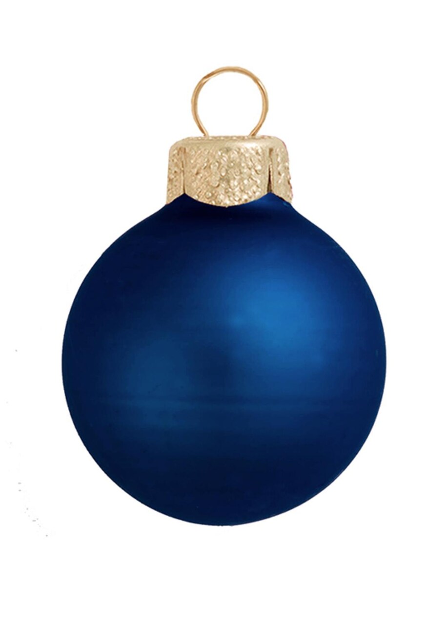 Whitehurst Large Matte Finish Glass Christmas Ball Ornaments - 6" (150mm) - Midnight Blue - 2ct